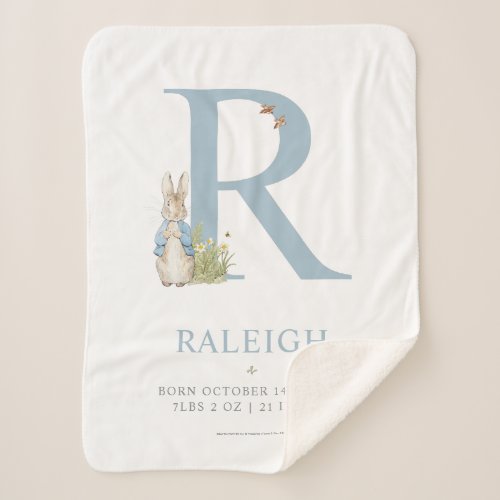 Peter Rabbit  Personalized Letter R Sherpa Blanket