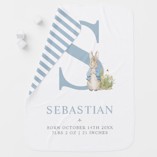 Peter Rabbit  Personalized Letter S Baby Blanket