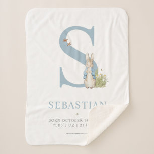 Peter Rabbit   Personalized Letter S Sherpa Blanket