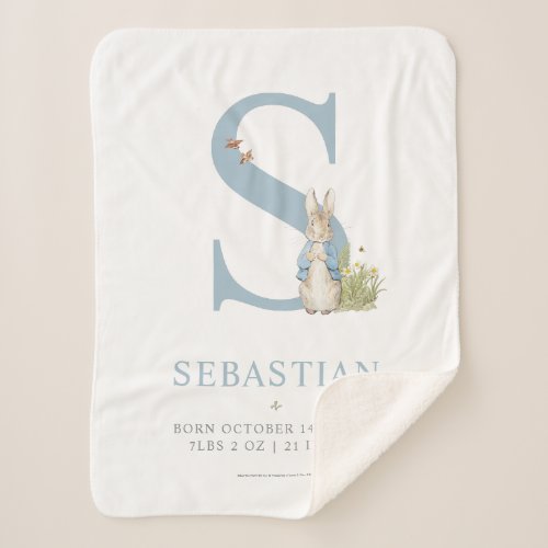Peter Rabbit  Personalized Letter S Sherpa Blanket