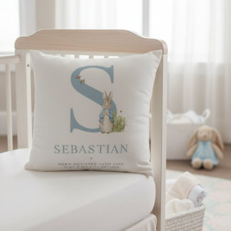 Peter Rabbit | Personalized Letter S Throw Pillow