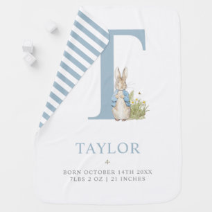 Peter Rabbit   Personalized Letter T Baby Blanket