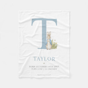 Peter Rabbit   Personalized Letter T Fleece Blanket