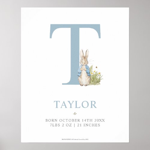 Peter Rabbit  Personalized Letter T Poster