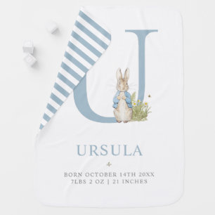 Peter Rabbit   Personalized Letter U Baby Blanket