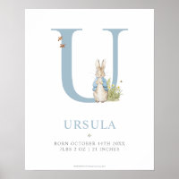 Peter Rabbit | Personalized Letter U Poster