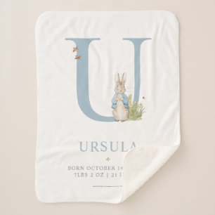 Peter Rabbit   Personalized Letter U Sherpa Blanket