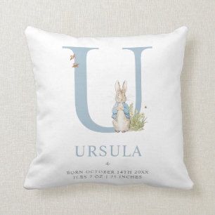 Peter Rabbit Personalized Letter U Throw Pillow