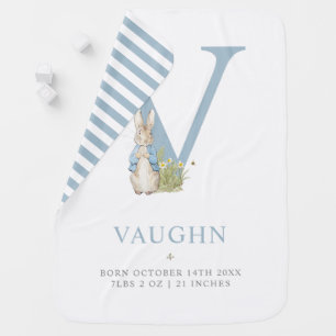 Peter Rabbit   Personalized Letter V Baby Blanket