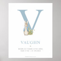 Peter Rabbit | Personalized Letter V Poster