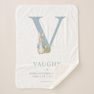 Peter Rabbit   Personalized Letter V Sherpa Blanket