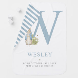 Peter Rabbit   Personalized Letter W Baby Blanket