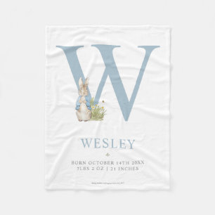 Peter Rabbit   Personalized Letter W Fleece Blanket