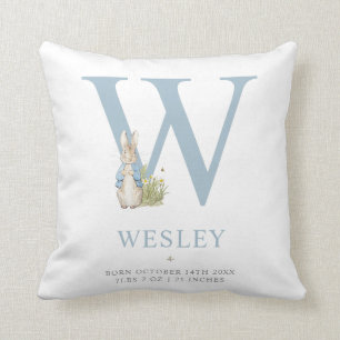 Peter Rabbit Personalized Letter W Throw Pillow