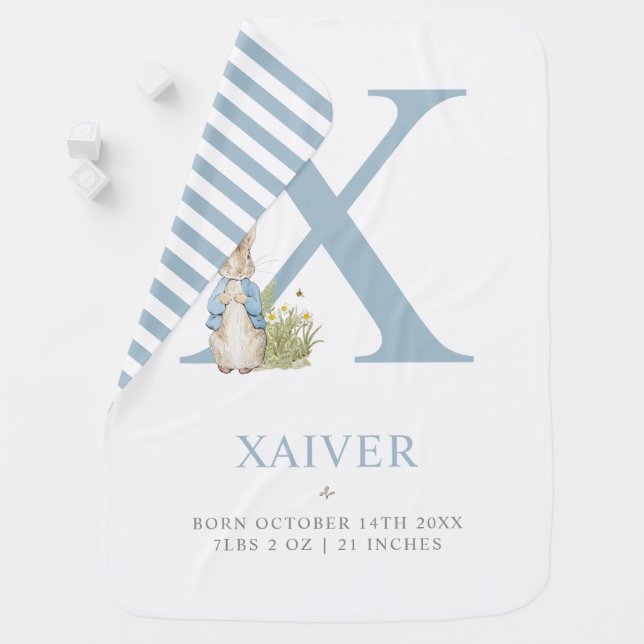 Peter Rabbit | Personalized Letter X Baby Blanket (In Situ)