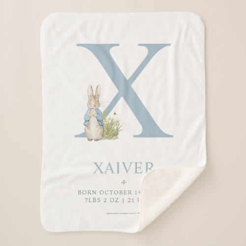 Peter Rabbit  Personalized Letter X Sherpa Blanket