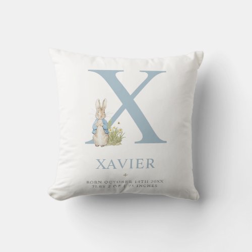 Peter Rabbit  Personalized Letter X Throw Pillow