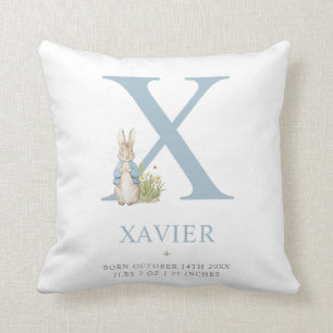 Peter Rabbit Personalized Letter X Throw Pillow