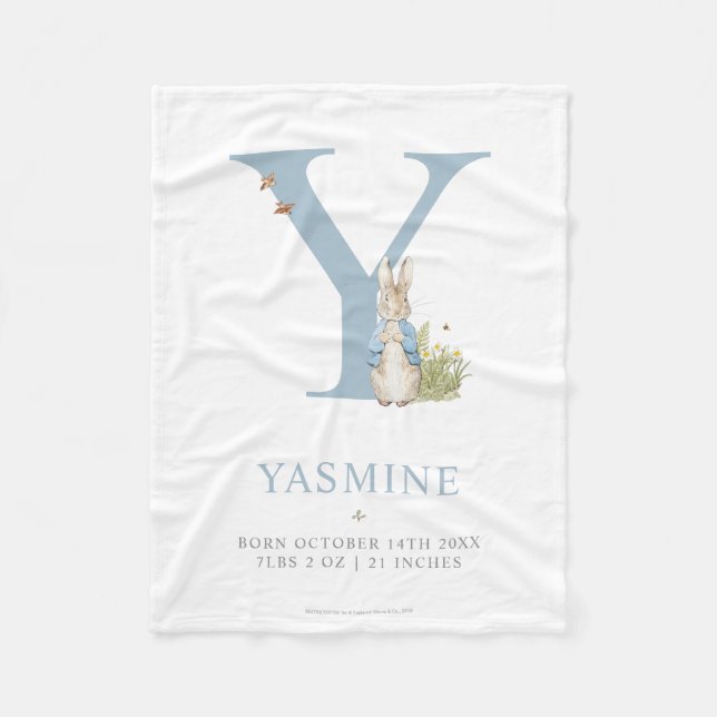 Peter Rabbit | Personalized Letter Y Fleece Blanket (Front)