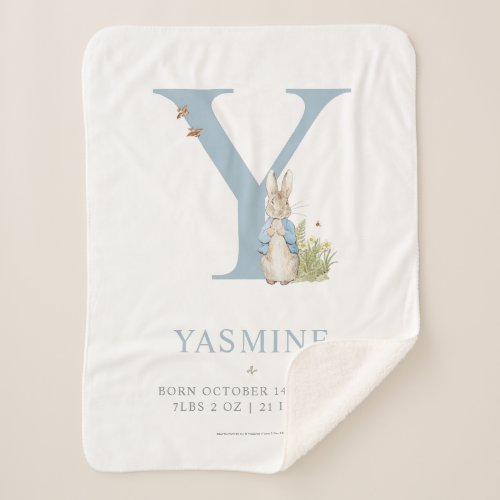 Peter Rabbit  Personalized Letter Y Sherpa Blanket