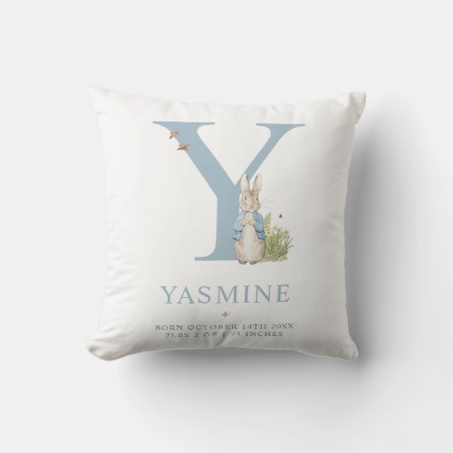 Peter Rabbit  Personalized Letter Y Throw Pillow