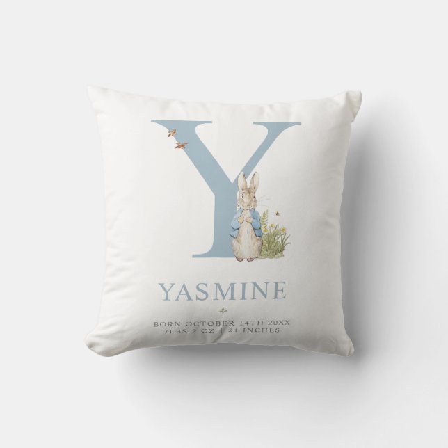 Peter Rabbit | Personalized Letter Y Throw Pillow (Front)