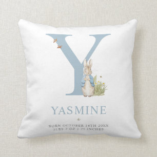 Peter Rabbit Personalized Letter Y Throw Pillow