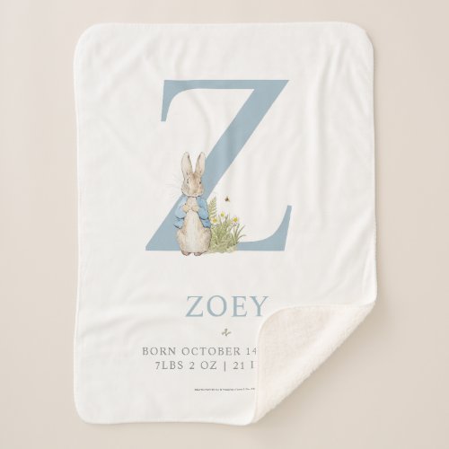 Peter Rabbit  Personalized Letter Z Sherpa Blanket