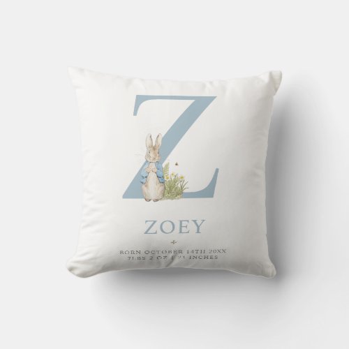 Peter Rabbit  Personalized Letter Z Throw Pillow