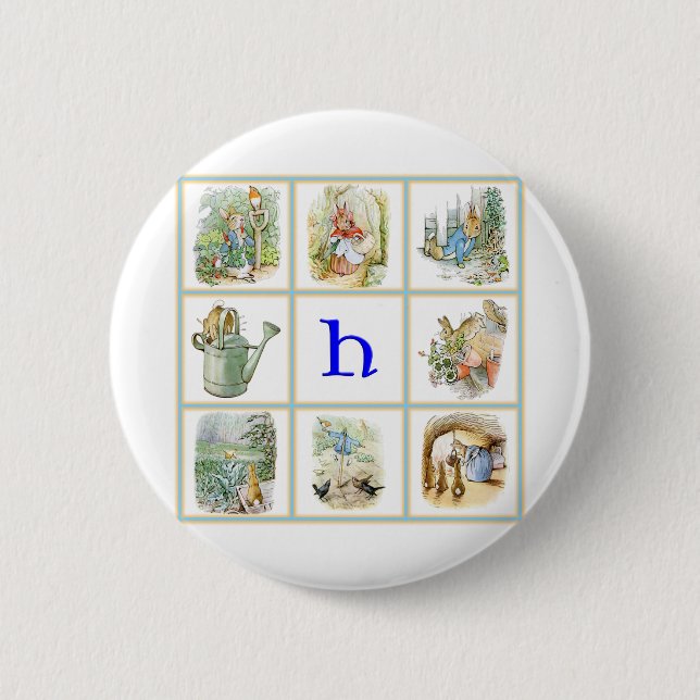 PETER RABBIT personalized with letter H Button (Front)