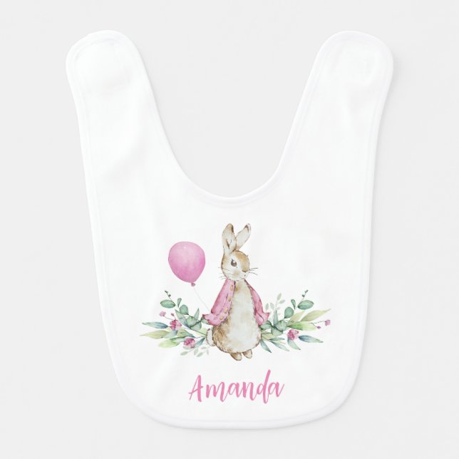 Peter Rabbit Pink Baby Bib (Front)