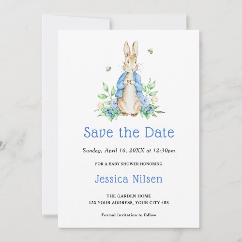 Peter Rabbit Pink Baby Shower Save The Date