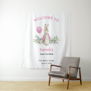 Peter Rabbit Pink Baby Shower Tapestry