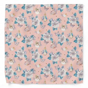 Peter Rabbit Pink Floral Garden Pattern Bandana