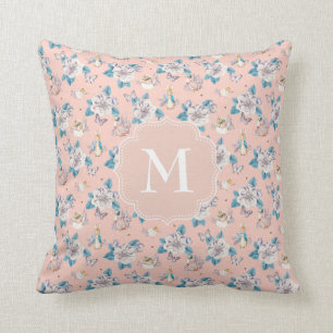 Peter Rabbit Pink Floral Garden Pattern Throw Pillow