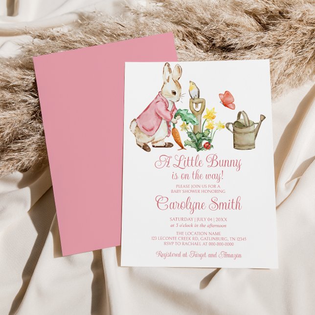 Peter Rabbit Pink Girl Baby Shower Invitation (Creator Uploaded)