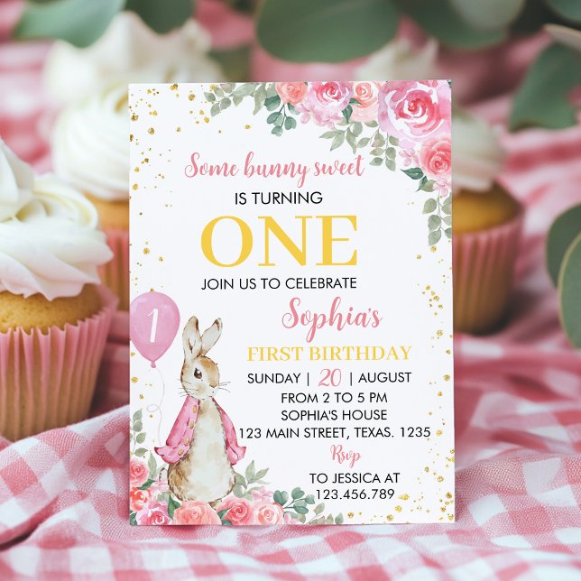 Peter Rabbit Pink Girl Birthday Invitation  (Creator Uploaded)