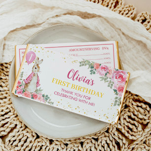 Peter Rabbit Pink Girl Hershey Bar Favors