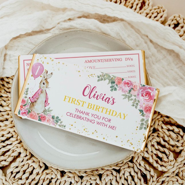 Peter Rabbit Pink Girl Hershey Bar Favors (Creator Uploaded)