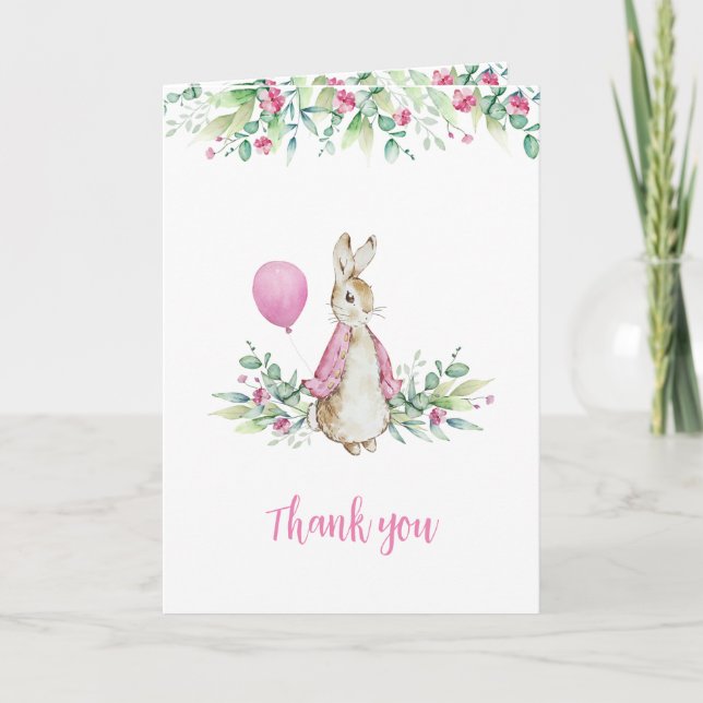 Peter Rabbit Pink Thank You Card (Front)