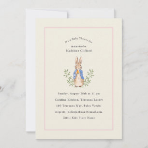 Peter Rabbit Pink Vintage Baby Shower Invitation