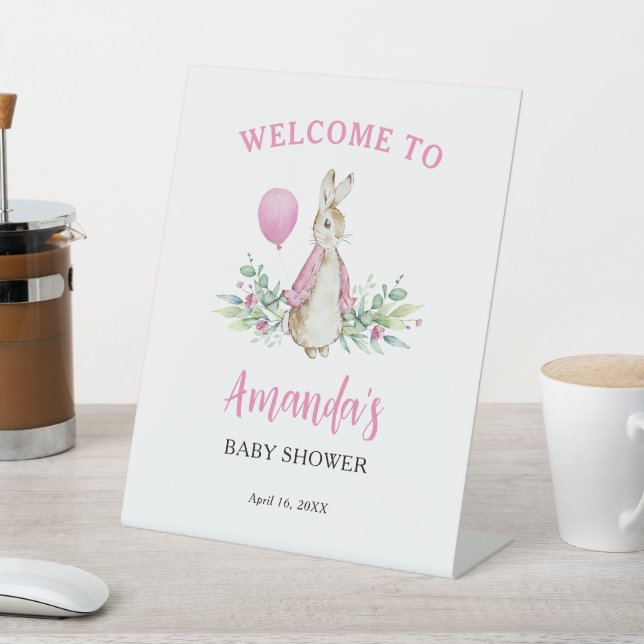 Peter Rabbit Pink Welcome Sign (In SItu)
