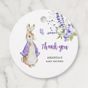 Peter Rabbit Purple Baby Shower Favor Tags