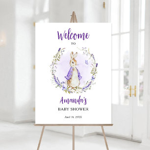 Peter Rabbit Purple Baby Shower Welcome Foam Board