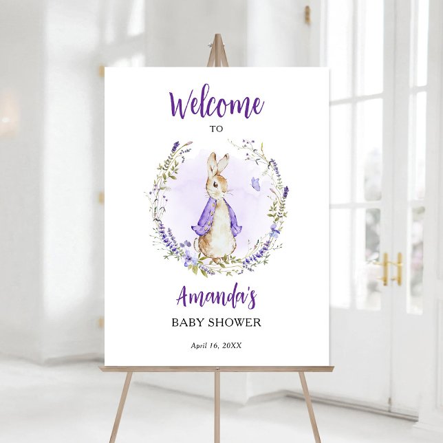 Peter Rabbit Purple Baby Shower Welcome Foam Board (Creator Uploaded)