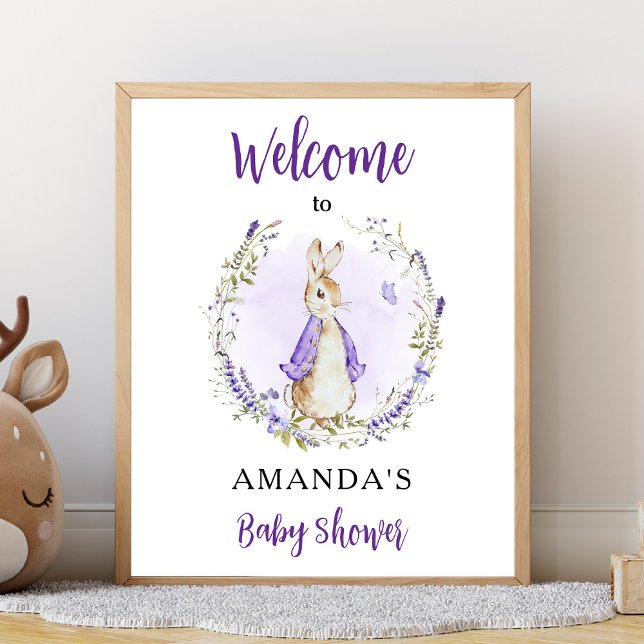 Peter Rabbit Purple Baby Shower Welcome Poster (Creator Uploaded)
