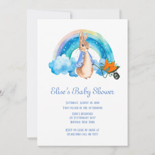 Peter Rabbit Rainbow Carrots Boy Baby Shower Invitation