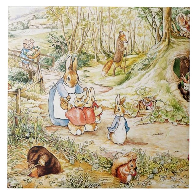 Peter Rabbit’s Neighbourhood by Beatrix Potter Ceramic Tile (Front)