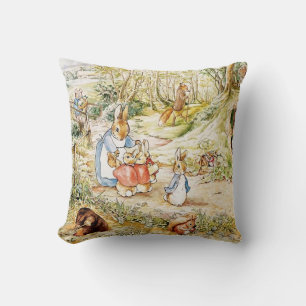 Peter Rabbit’s Neighbourhood by Beatrix Potter Throw Pillow