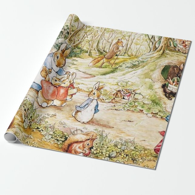 Peter Rabbit’s Neighbourhood by Beatrix Potter Wrapping Paper (Unrolled)